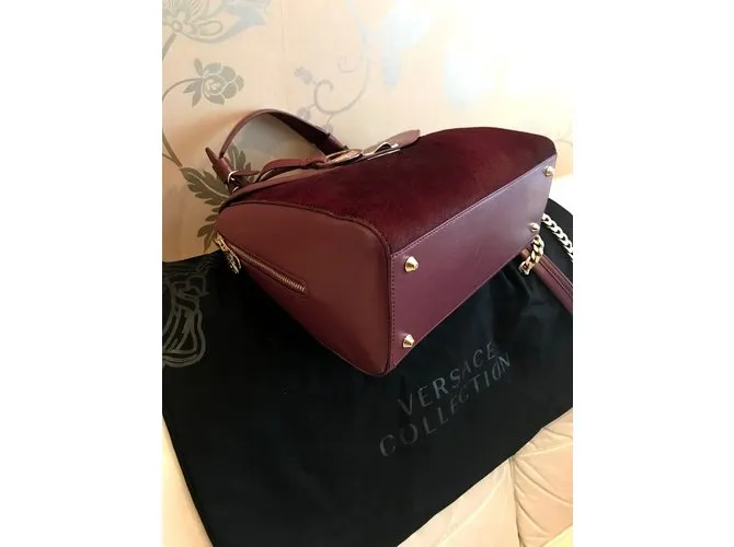 Bolso para el cabello / cuero de Versace Collection Large Handle Calf - ¡Nuevo! Coñac 