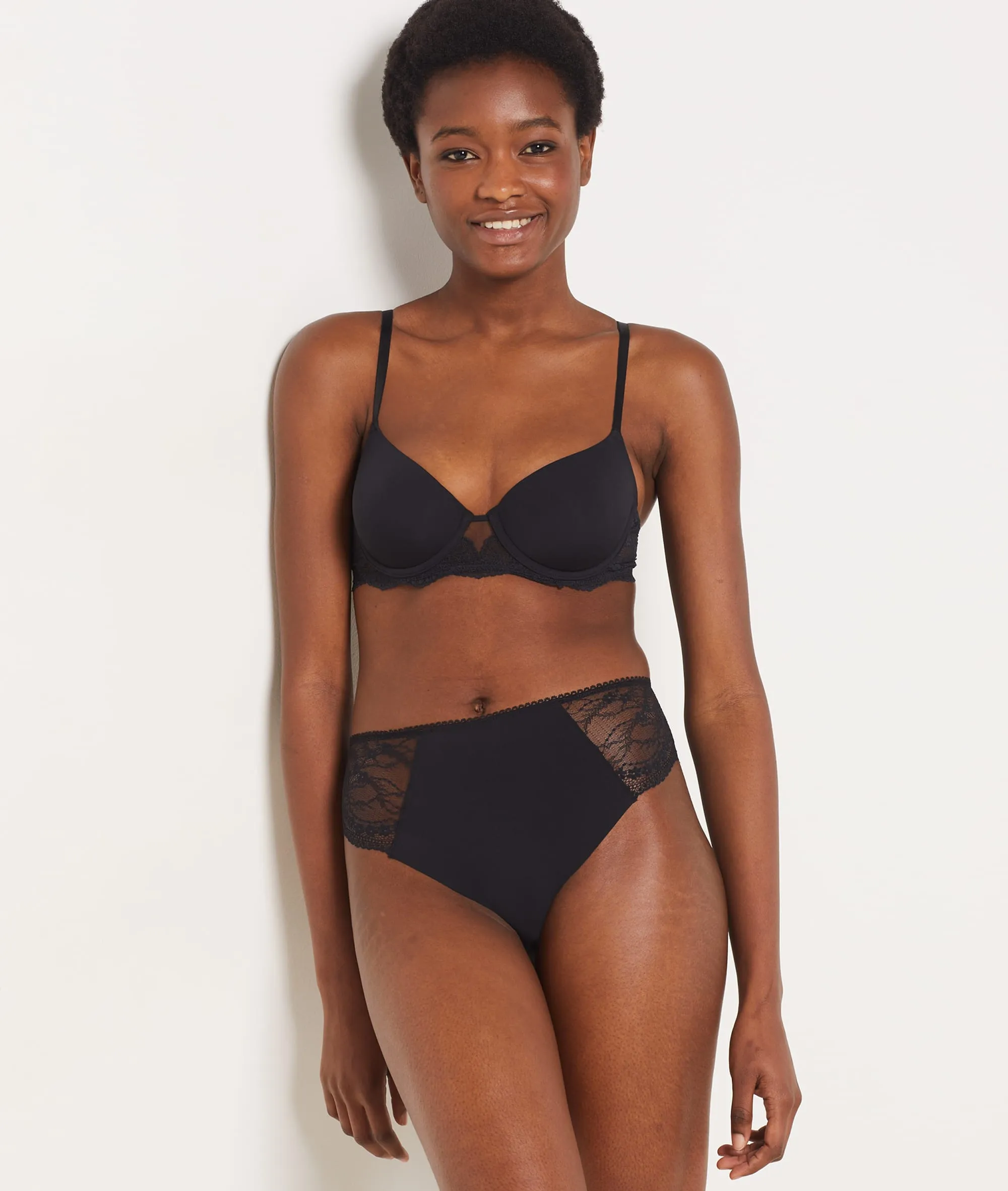 Braguita midi microfibra y encaje PURE DELICATE NOIR - ETAM