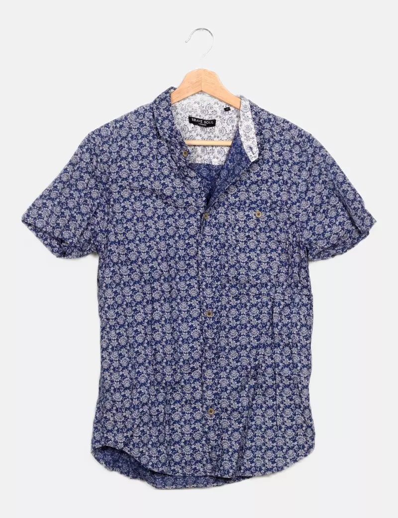 Brave Soul Camisa azul estampada