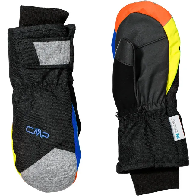 campagnolo Kids Ski Mitten Nero-Royal-Limeade