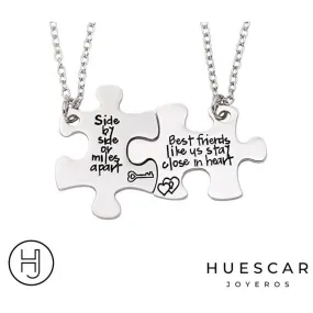 Collares personalizados duo puzzles en plata de ley