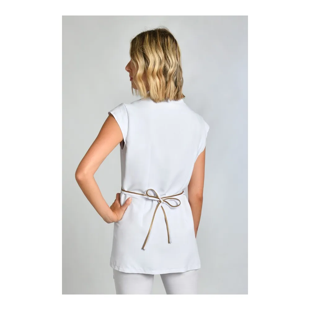 Estola kimono spa blanca vivo dorado