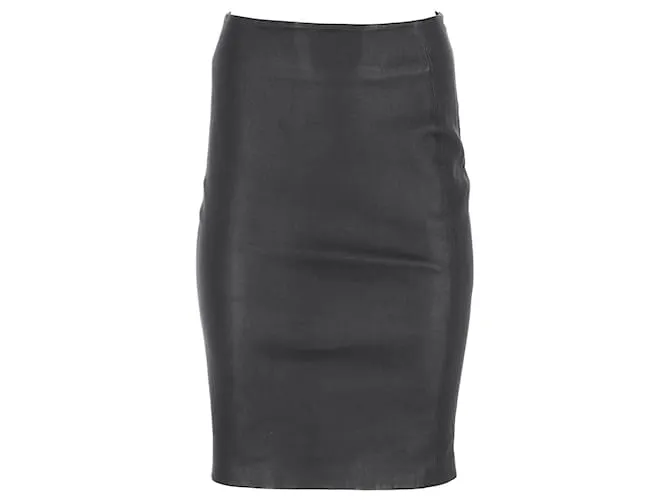 Falda de longitud media en cuero negro de Diane von Furstenberg 
