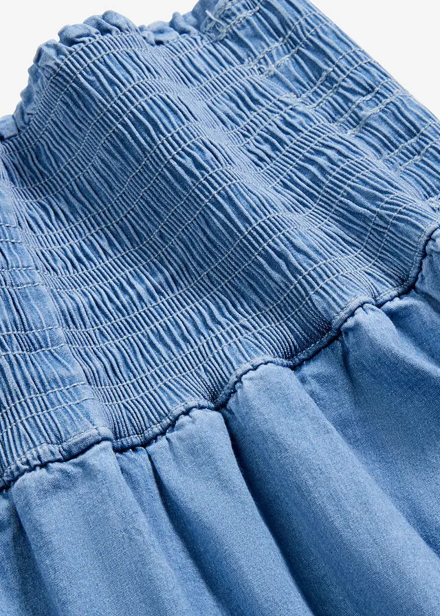 Falda vaquera con cintura elástica azul claro denim