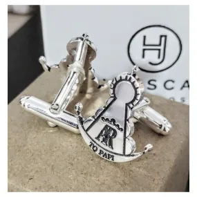 Gemelos Virgen del Rocío personalizados plata de ley