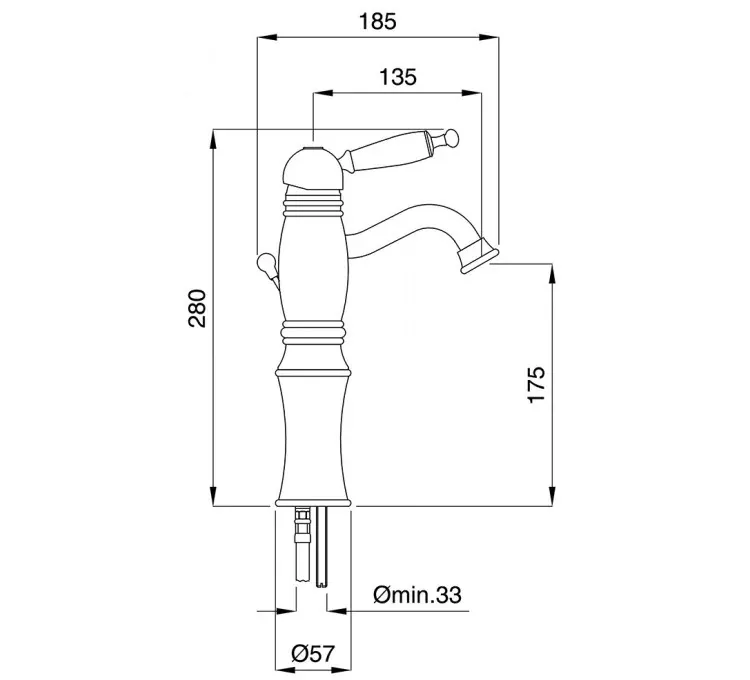 Grifo de Caño Fijo Elevado 10 cm Para Lavabo