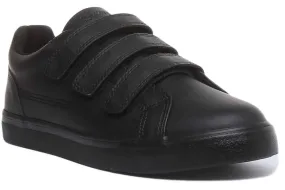 Kickers Tovni Trip Zapatillas de 3 correas con gancho para jóvenes en negro