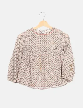 Mango Blusa beige estampada