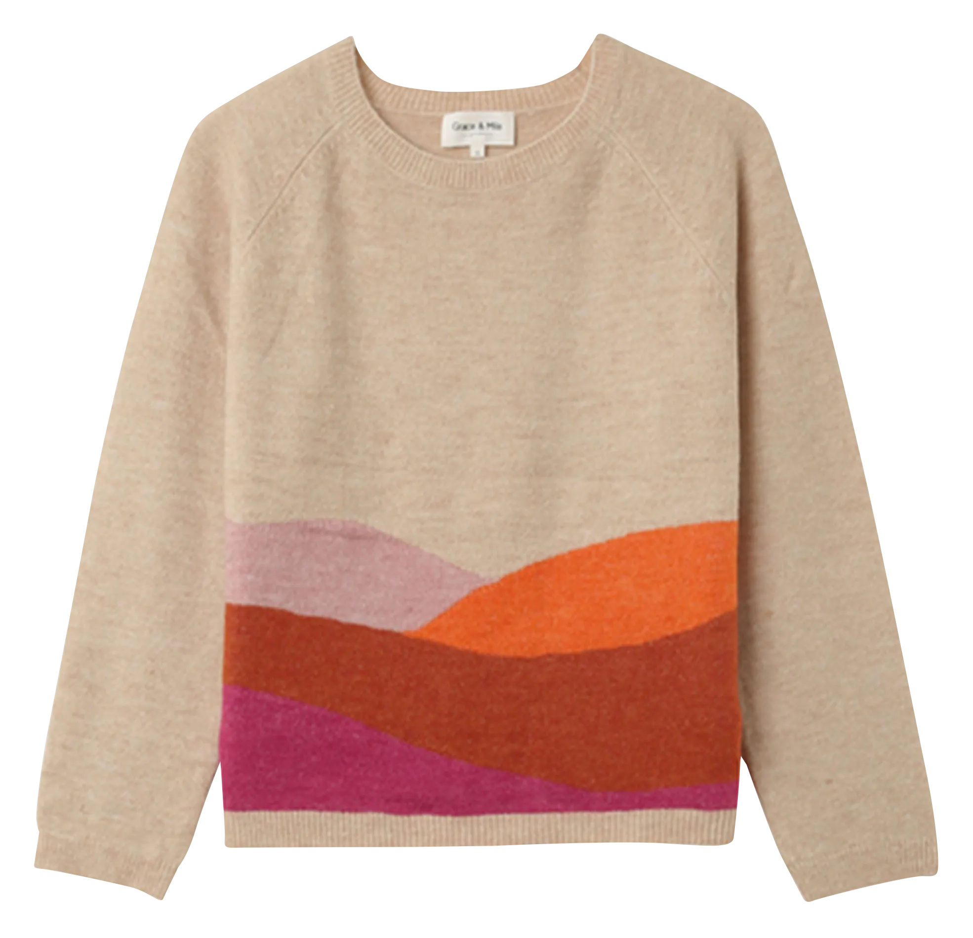 NADY - Jersey recto con cuello redondo y estampado en beige