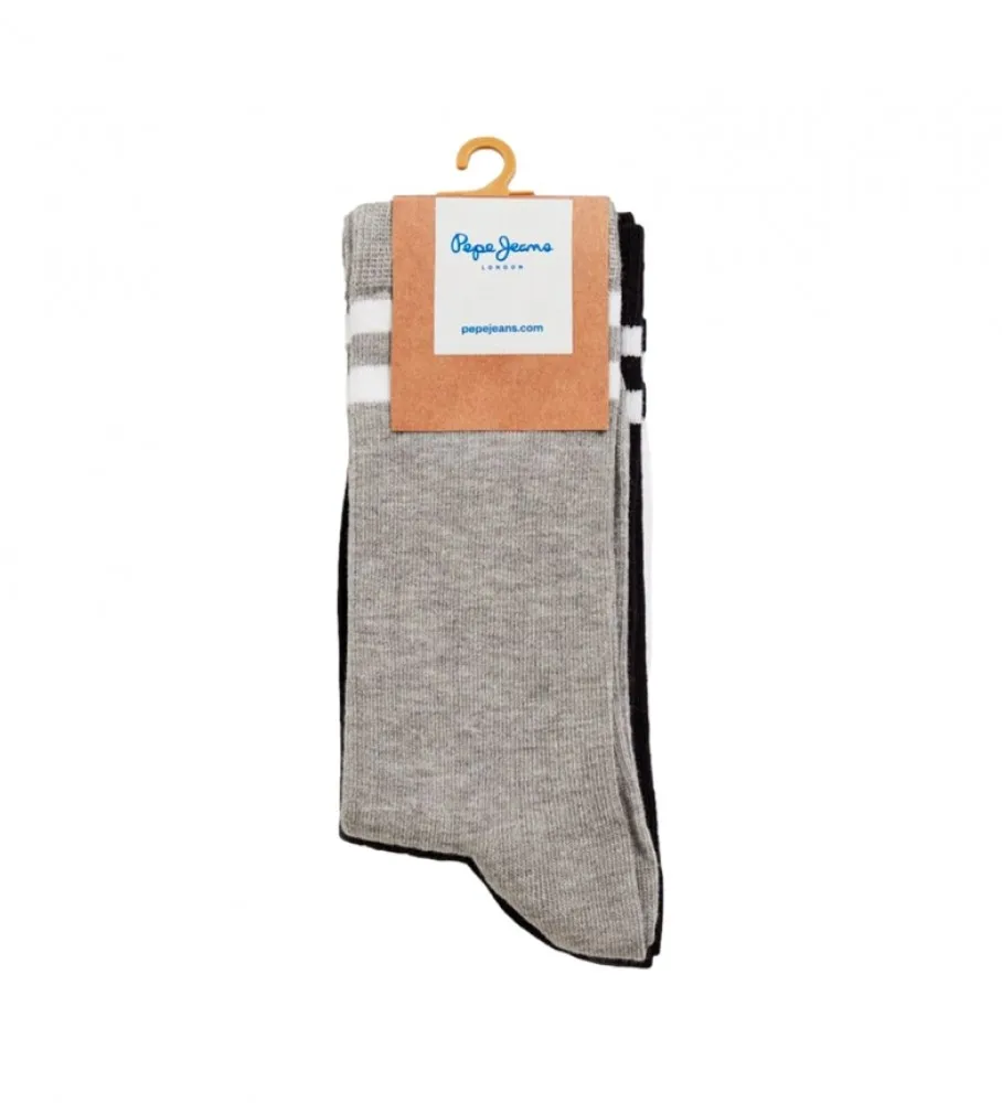 Pack 3 Pares de Calcetines Ribete blanco, gris, negro