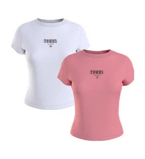 Pack de 2 camisetas Slim Essential Logo blanco, rosa