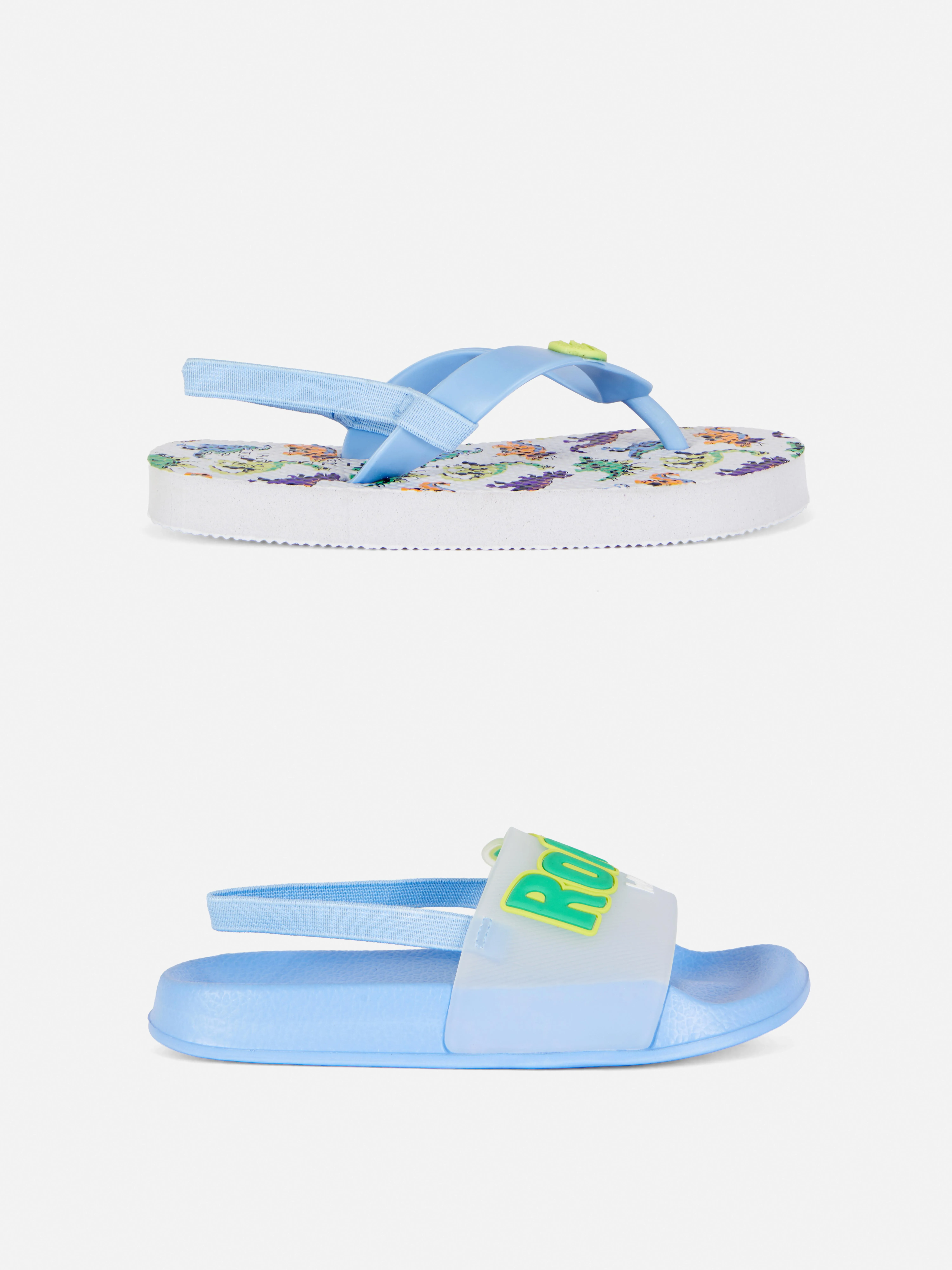 Pack de 2 chanclas con dinosaurios