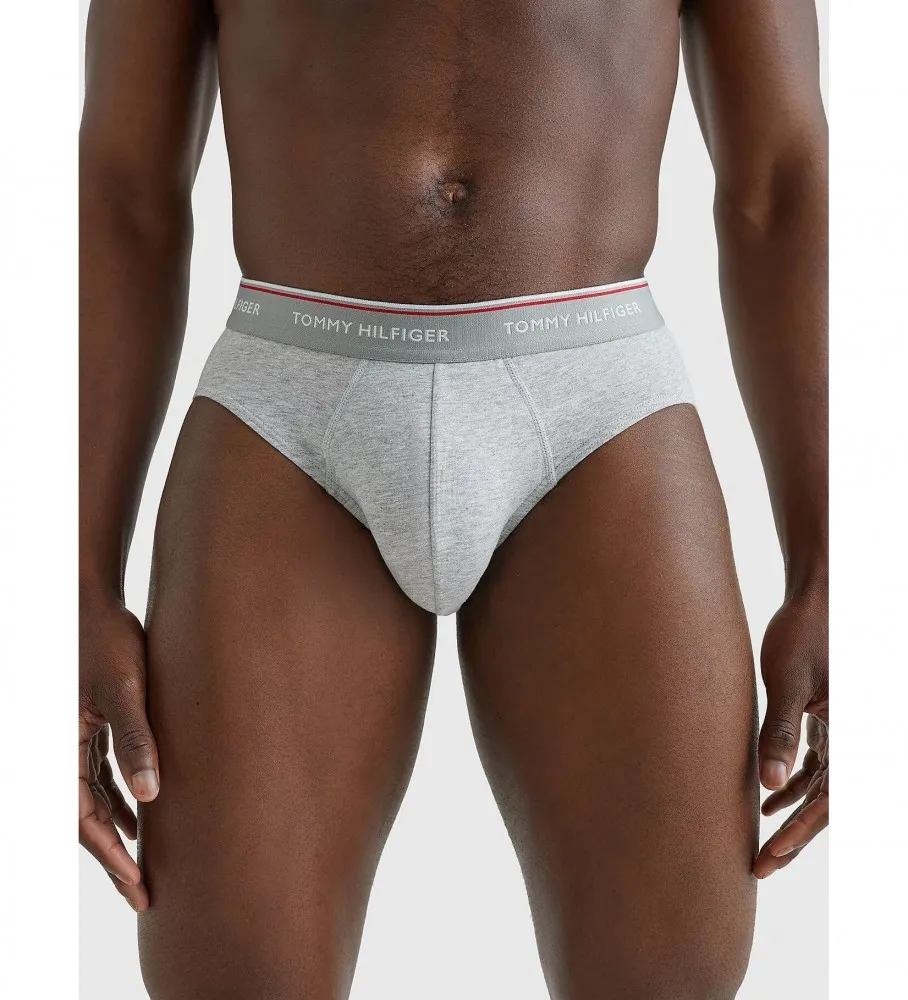 Pack de 3 Slips Brief  negro, gris, blanco