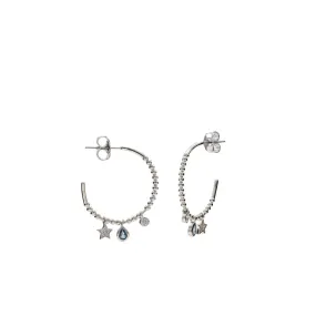 Pendientes aros con colgantes motivo luna  lágrima y redondos