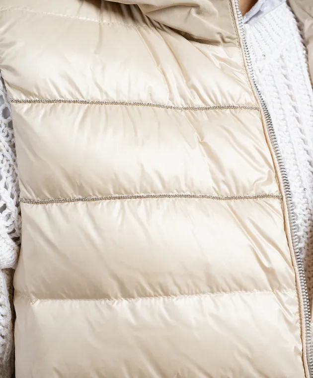 Peserico Beige combined vest with monil chain