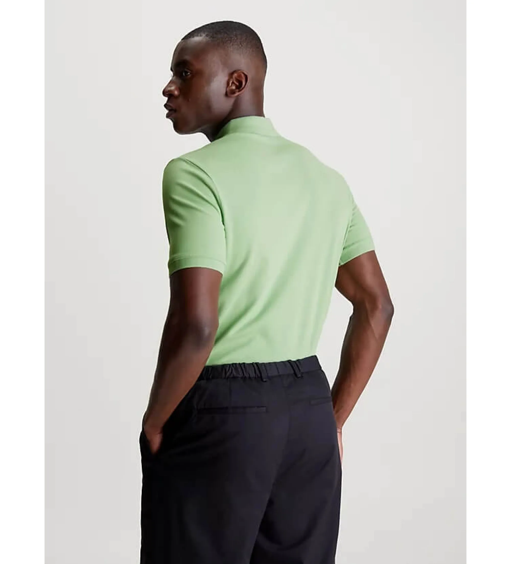 Polo Slim De Piqué Elástico verde mint