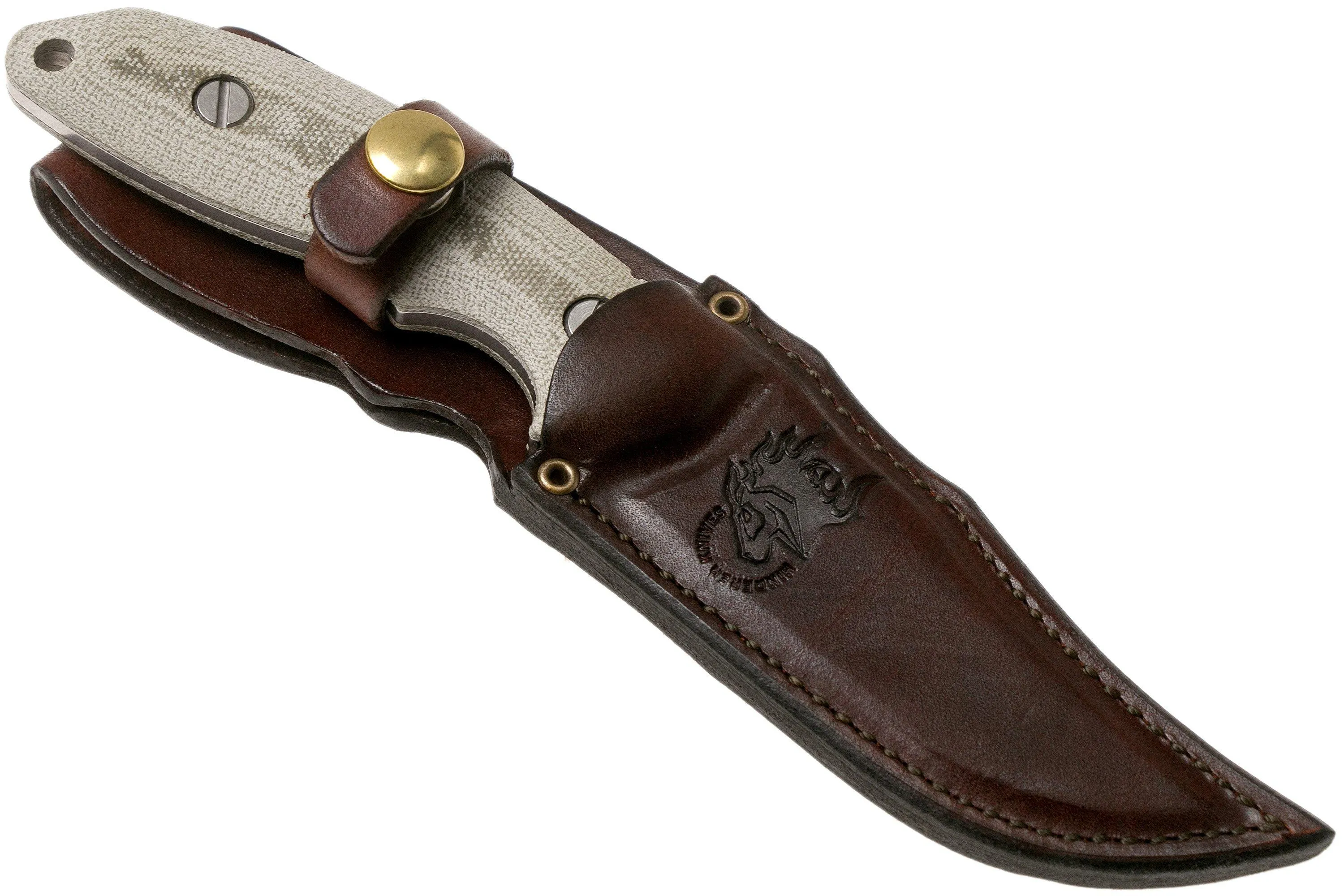 Rick Hinderer The Emmett, CPM 20CV, Green Micarta cuchillo de caza