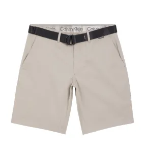 Shorts Slim Fit con cinturón de sarga gris