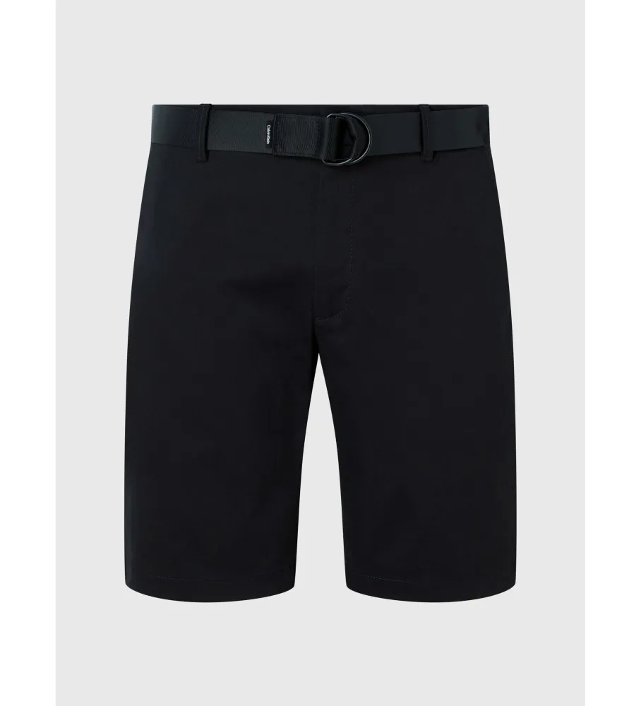 Shorts Slim Fit con cinturón de sarga negro