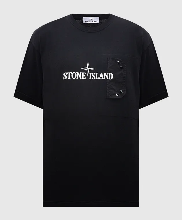 Stone Island Black t-shirt with logo print