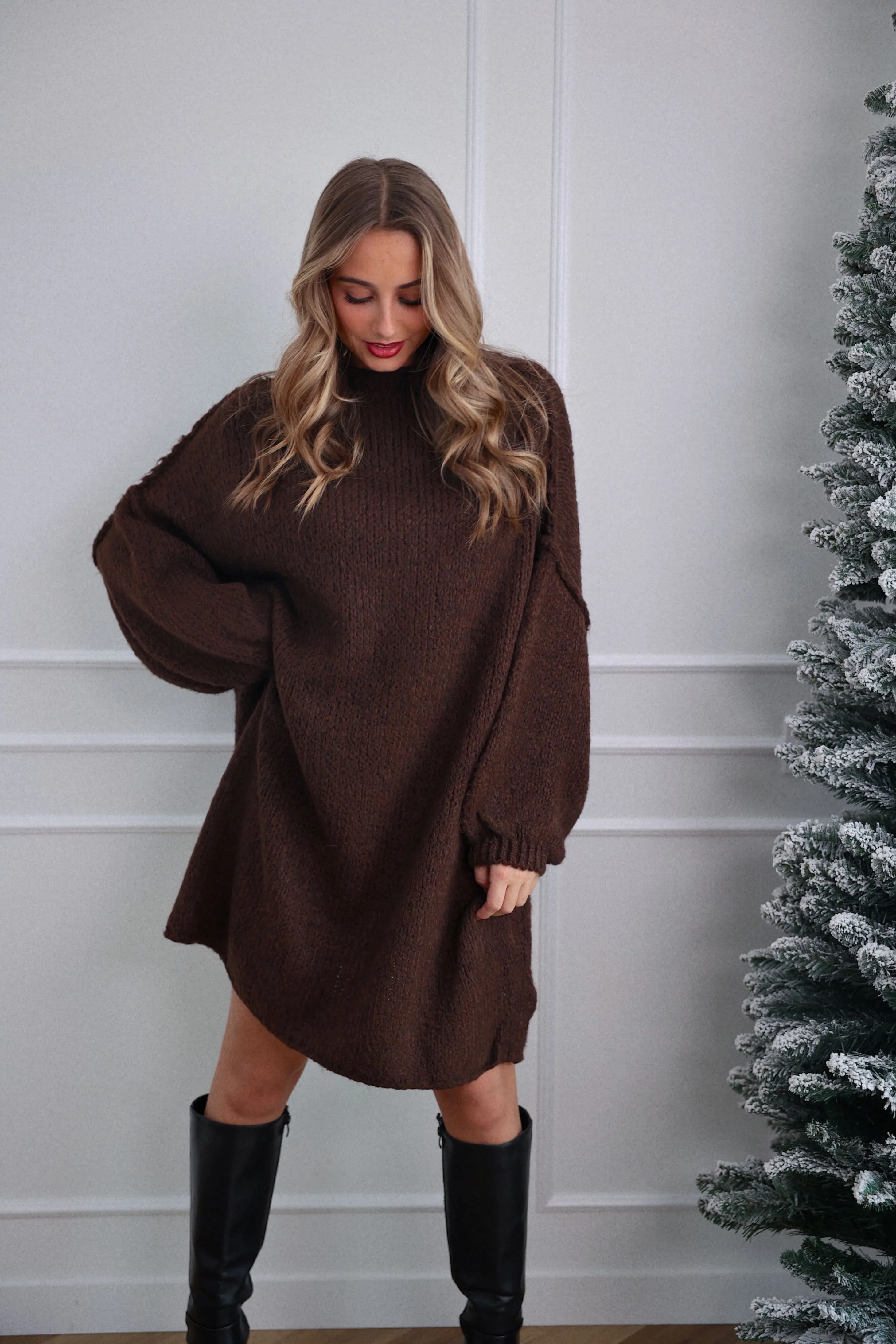 VESTIDO SUÉTER LOU - CHOCO