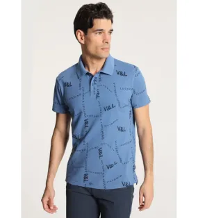 V&LUCCHINO - Polo de manga corta estampado V&L azul