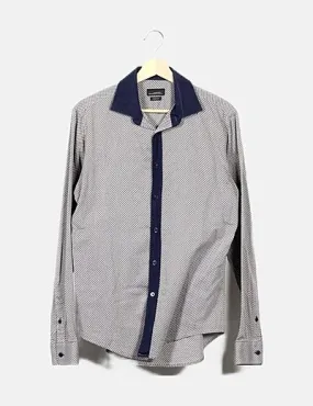 Zara Camisa gris estampada manga larga