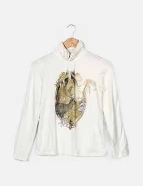 Zara Camiseta blanca estampada